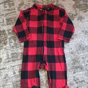 Buffalo plaid PJs footies